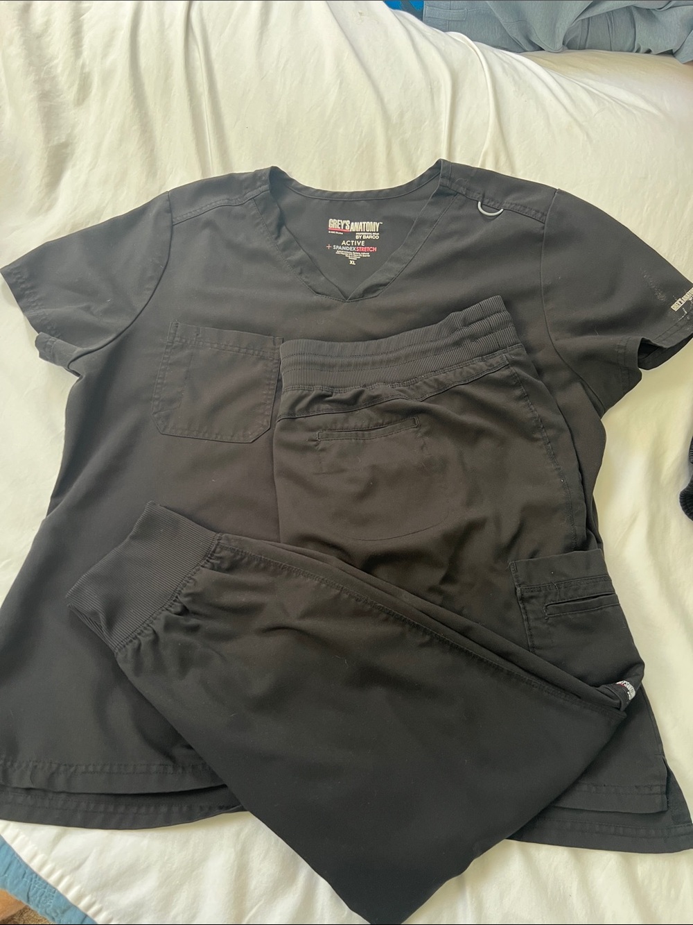 Grey's Anatomy Black Active Spandex Stretch Scrub Top